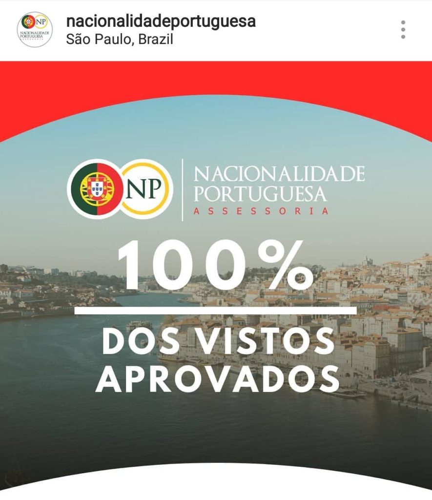 100% dos vistos aprovados - nacionalidade portuguesa
