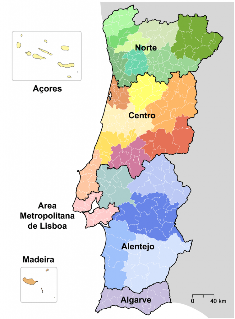 Mapa De Portugal E Seus Distritos.html  Tudo sobre portugal, Portugal mapa,  Mapa de viagem